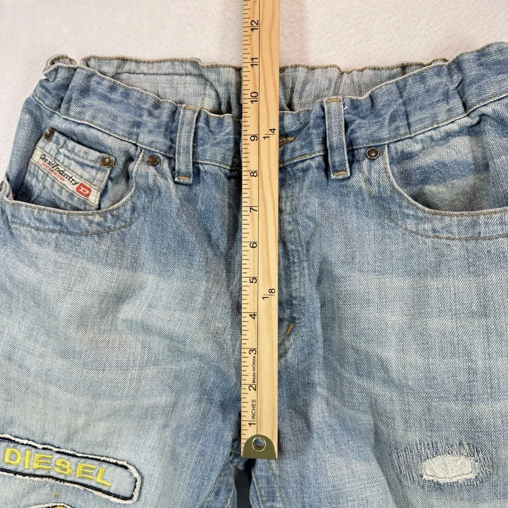 Diesel Jeans Mens 26x34 Straight Leg Elastic Waist Division Patch Vintage Rare‎